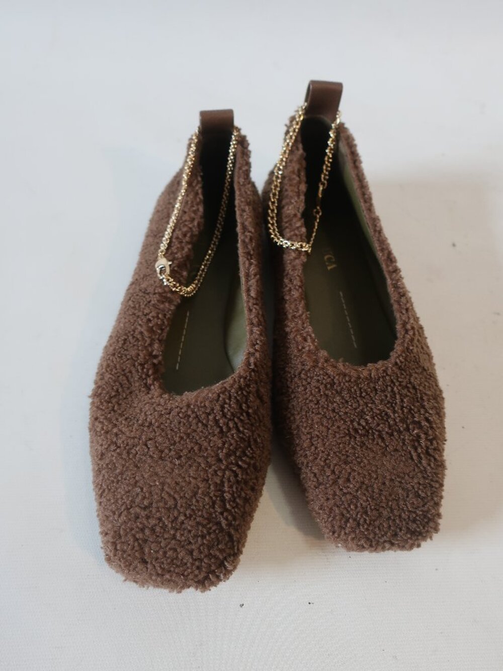 Women Maria Luca Chocolate Square Toe Teddy Eco Fur Augusta Ballet Flats 37 US/6 - Picture 4 of 16